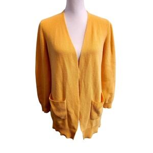 Marled Reunited Clothing Yellow Knit Open Front Cardigan Sweater Medium